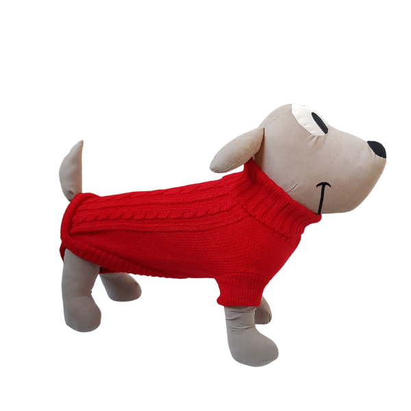 Sweter dla pieska klasyczny ciepły czerwony S/10